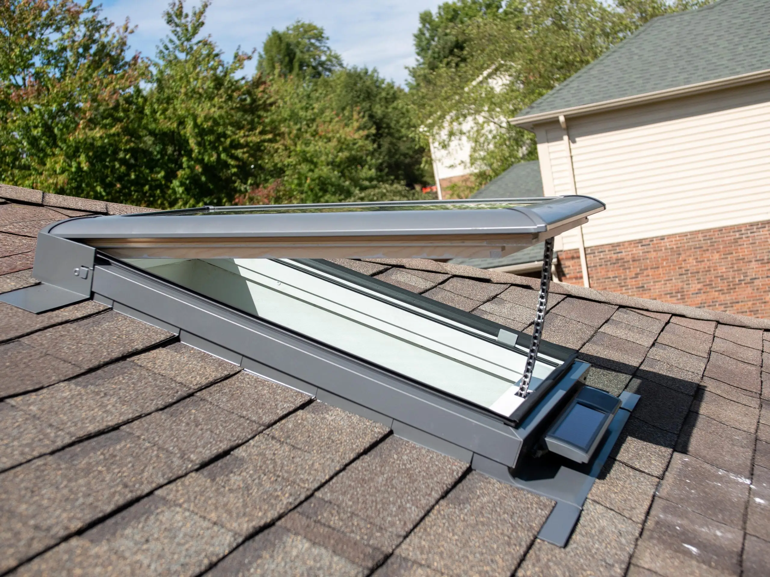 Skylight flashed and integrated into a Central Texas roof
